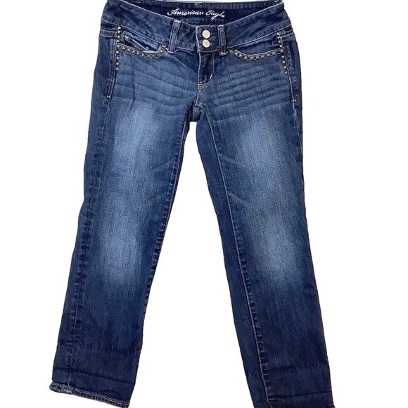 American Eagle Outfitters Artist Low Rise Stretch Blue Jeans Women's Size 2 - Picture 1 of 9